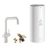 Grohe Red Keukenkraan - hoog - 3 in 1 - u uitloop - l size boiler - Brushed Supersteel (RVS) SW108063