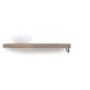 Looox Wood collection Solo plan sous vasque - 120x46cm - Avec porte-serviettes (droite) inox brossé - Chêne massif gris ancien SW108667