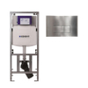 Geberit Inbouwreservoir UP320 met QeramiQ metal bedieningsplaat - dualflush - rechthoekige knoppen - metaal RVS SW976082