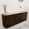 Mondiaz JOYA-DLUX 101.6cm toiletmeubel - ronding links kleur Walnut - Wastafel FAYE positie Rechts Zonder kraangat kleur Frappe. SW1422319