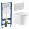 QeramiQ Dely Pack WC - réservoir encastré Geberit UP100 - plaque de déclenchement blanche - WC - abattant - blanc brillant SW656671