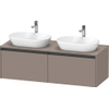Duravit Ketho.2 Wastafelonderbouwkast - inclusief consoleplaat - met 2 laden - voor dubbele waskommen - 140x55x45.9cm - met handgrepen antraciet - basalt mat SW771989