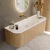 MONDIAZ KURVE-DLUX 130cm Meuble salle de bain avec module 25 G et D - couleur Oak - 1 tiroir - 2 portes - vasque BIG SMALL centre - sans trou de robinet - couleur Frappe SW1137313