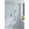 Fortifura Calvi Ensemble de douche pluie encastrable - thermostatique - bras plafond - pommeau 25cm - barre curseur - douchette ronde - flexible lisse - Inox brossé SW1233143