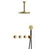 Hotbath Cobber X IBSX70 Regendoucheset inbouw - hoofddouche 20cm - plafondarm 15cm - handdouche rond 3 standen - geborsteld messing - PVD SW677701