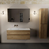 Mondiaz AIVY Ensemble de meuble - 120x45x50cm - 0 trous de robinet - 1 vasque talc Solid surface - Gauche - 2 tiroirs - avec armoire de toilette - Melamine Chai SW892321