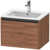 Duravit Ketho.2 Wastafelonderbouwkast - met 1 lade - 61x48x44cm - met greep antraciet - noten mat SW773112