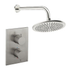 Crosswater MPRO Ensemble de douche de tête encastré - 2 poignées - pomme de douche 30 cm - bras mural - inox brossé SW1472513