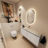 MONDIAZ TURE-DLUX Meuble toilette - 120cm - Linen - EDEN - vasque Ostra - position centrale - sans trou de robinet SW1104949