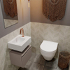 MONDIAZ ANDOR Toiletmeubel 40x30x30cm met 1 kraangaten 1 lades smoke mat Wastafel Lex links Solid Surface Wit SW474012