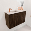 Mondiaz JOYA-DLUX 60cm toiletmeubel - kleur Walnut - Wastafel FAYE positie Links 1 kraangat kleur Nata. SW1424470