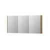 INK SPK2 Spiegelkast - 160x14x74cm - 3 deuren - dubbelzijdige Spiegel - schakelaar en stopcontact - MDF Fineer Natur SW440241