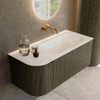 Ensemble de meuble de salle de bain Mondiaz KURVE-DLUX - 105x46x40cm - 1 tiroir - 1 porte - lavabo en solid surface - droite - sans trou de robinet - Shadow SW1414455