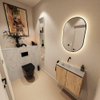 MONDIAZ TURE-DLUX Meuble toilette - 60cm - Washed Oak - EDEN - vasque Opalo - position gauche - sans trou de robinet SW1104609