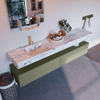 Mondiaz ALAN-DLUX Ensemble de meuble - 200cm - meuble Army mat - 2 tiroirs - Lavabo Cloud Glace suspendu - vasque Gauche - 1 trou de robinet SW806338