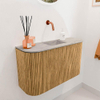 Mondiaz JOYA-DLUX 73.2cm meuble de toilette - arrondi gauche et droite couleur Oak - Lavabo FAYE position Milieu Sans trou de robinet couleur Glace. SW1422014