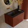 Mondiaz KURVE Ensemble de meuble de salle de bains - 75x46x40cm - 1 tiroir - 1 porte - lavabo solid surface - gauche - sans trou de robinet - Ruby SW1415393