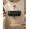 QeramiQ Fuente pack lave-mains – demi-rond – 40 x 21,5 x 12 cm – sans perçage – robinet cuivre brossé SW1233124