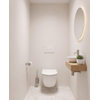 Pack WC QeramiQ Dely Swirl Compact - réservoir encastrable Geberit UP320 - avec bâti-support Burda - abattant slim - plaque de commande en pierre naturelle marbre blanc - boutons ronds - blanc brillant SW1592306