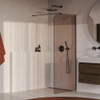 BRAUER Orion Paroi de douche à l’italienne - 90x200cm - verre bronze - revêtement en verre - PVD - Gunmetal brossé SW1476021
