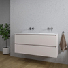 Saniclass Chaci Meuble de salle de bain - 120x46x55cm - lavabo en céramique blanc - 2 vasques - sans trous de robinet - 2 tiroirs - mat cotton (beige) SW1182345