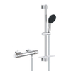 GROHE Precision Feel Ensemble de douche - robinet thermostatique - avec ensemble barre de douche - 60cm - douchette ronde - 3 jets - flexible de douche lisse - chrome SW1028280