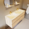 Mondiaz VICA-DLUX Ensemble de meuble de salle de bain - 120cm - meuble sous-vasque chêne blanchi - 4 tiroirs - lavabo encastré cloud double - 2 trous de robinet - version haute de 60cm - ostra SW1087118