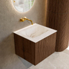 MONDIAZ KURVE-DLUX 50cm Meuble salle de bain - couleur Walnut - 1 tiroir - vasque GRUNNE centre - sans trou de robinet - couleur Frappe SW1137446