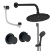 Crosswater MPRO Module inbouw regendoucheset – Ø30 cm hoofddouche – 2 hendels – glijstang 69.8 cm – badafvoer – zwart mat SW1472438