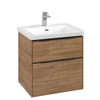 Villeroy & Boch Subway 3.0 Wastafelonderkast - met verlichting - 2 uittrekladen - 572x576x478mm - Oak Kansas (mat hout) SW881536