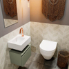 MONDIAZ ANDOR Toiletmeubel 40x30x30cm met 1 kraangaten 1 lades army mat Wastafel Lex links Solid Surface Wit SW474045