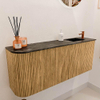 Mondiaz JOYA-DLUX 101.6cm toiletmeubel - ronding links kleur Oak - Wastafel FAYE positie Rechts 1 kraangat kleur Lava. SW1422085