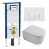 QeramiQ Dely Swirl Toiletset - 36.3x51.7cm - diepspoel - rimless - Geberit UP720 Duofix Sigma inbouwreservoir - 35mm zitting - mat witte metalen bedieningsplaat - rechtehoekige knoppen - mat wit SW1413904