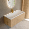 MONDIAZ KURVE 100cm Meuble salle de bain - couleur Oak - 1 tiroir - vasque BIG MEDIUM centre - 1 trou de robinet - Talc SW1138188