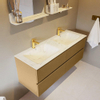 Mondiaz VICA-DLUX ensemble de meuble de salle de bain - 130cm - meuble sous-vasque oro - 4 tiroirs - lavabo encastré cloud double - 2 trous de robinet - version haute de 60cm - opalo SW1086654