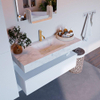 Mondiaz ALAN-DLUX Ensemble de meuble - 110cm - meuble Talc mat - 1 tiroir - Lavabo Cloud Opalo suspendu - vasque Centre - 1 trou de robinet SW806275