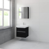 Bruynzeel Pinto badmeubelset 65.3x60x46cm 1 kraangat 1 wasbak 2 lades met spiegelkast met softclose composite zwart eiken SW384798 Bruynzeel Pinto badmeubelset 65.3x60x46cm 1 kraangat 1 wasbak 2 lades met spiegelkast met softclose composite zwart eiken SW384798