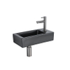 FugaFlow Efficiente Pietra Ensemble de fontaine - 37,5x18,5x9cm - céramique - trou de robinet à droite - robinet de fontaine gunmetal - bouchon de vidange - siphon abaissé - Noir mat SW1442209
