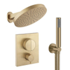 Crosswater MPRO Regendoucheset inbouw - 2 hendels - 30cm douchekop - handdouche - wandarm - geborsteld messing (goud) SW1472728