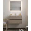 MONDIAZ VICA Ensemble de meuble salle de bain - 80cm - 2 tiroirs - lavabo Cloud central - 1 trou de robinet - solid surface smoke SW411388