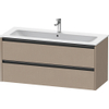 Duravit Ketho.2 Wastafelonderbouwkast - met 2 laden - voor enkele wastafel - 121x48x55cm - met grepen antraciet - linnen mat SW772399