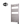Sanicare HPW Radiateur électrique - 111,8x60cm - 730W - wifi - thermostat - noir - en bas à droite - aspect inox (argent) SW1448059