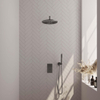 Brauer Gunmetal Carving Ensemble de douche pluie encastré - douche principale 30cm - bouton Carving - douchette à main 1 fonction - PVD - gunmetal brossé SW715991