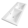 Saniclass Bari lavabo pour meuble 120cm 2 lavabos 2 trous pierre naturelle noir blanc SW24931