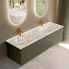 Mondiaz KURVE-DLUX Badkamermeubelset - 150x46x40cm - 2 lade - wastafel solid surface - dubbel - 2 kraangaten - Shadow SW1414634