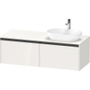 Duravit Ketho.2 Wastafelonderbouwkast - inclusief consoleplaat - met 2 laden - voor waskom rechts - 140x55x45.9cm - met handgrepen antraciet - hoogglans wit SW772916