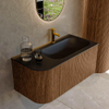 MONDIAZ KURVE 95cm Meuble salle de bain avec module 25 G - couleur Walnut - 1 tiroir - 1 porte - vasque BIG SMALL droite - 1 trou de robinet - Urban SW1138438