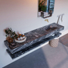 Mondiaz ALAN-DLUX Ensemble de meuble - 200cm - meuble Lava mat - 0 tiroirs - Lavabo Cloud Lava suspendu - vasque Droite - 0 trous de robinet SW808980