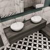 ENSEMBLE DE MEUBLE MONDIAZ LUSH - 150cm - 1 tiroir - lavabo BARCO - 2 vasques - 2 trous de robinet - anthracite SW409697