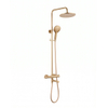 Fortifura Calvi Regendoucheset - thermostatisch - 25cm hoofddouche - gladde slang - ronde handdouche - draaibare baduitloop - Geborsteld Messing PVD (Goud) SW1592512
